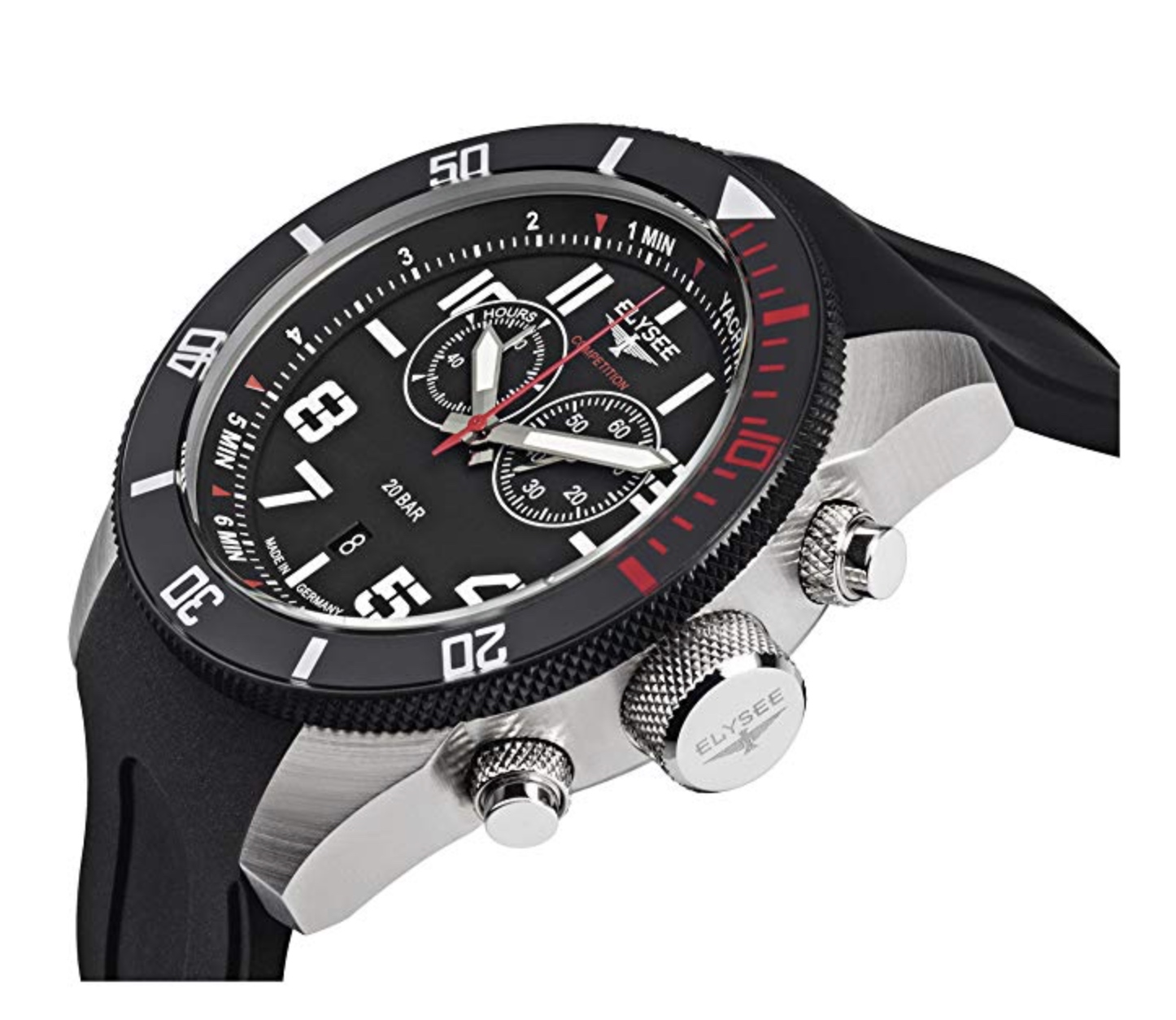 Elysee Herrenuhr Yachting Timer Schwarz Silber